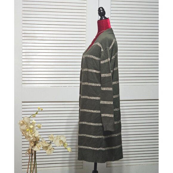 Pietronilla Women Wool Blend Metallic Accent Striped Longline Cardigan Sz S 2880 - Picture 4 of 12